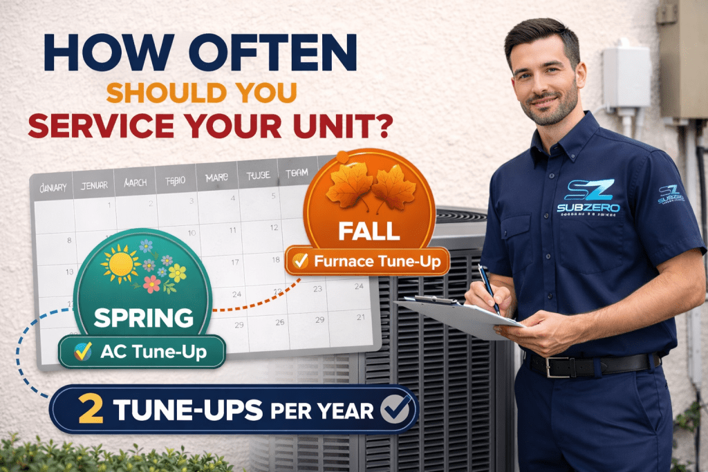 Subzero Cooling and Heating AC tune-up schedule, two tune-ups per year